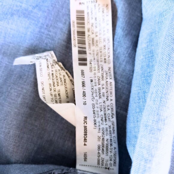 ZARA Blue Chambray Button-Up Shirt - Size 10 (Kids 140 cm) - Picture 9 of 10